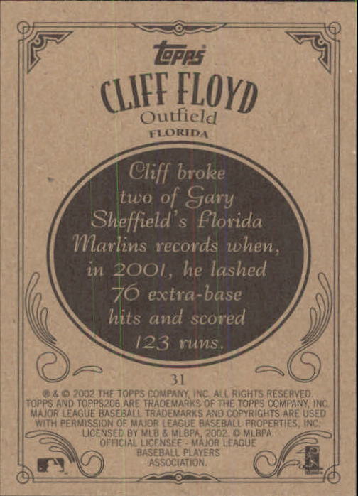 2002 Topps 206 #31 Cliff Floyd back image
