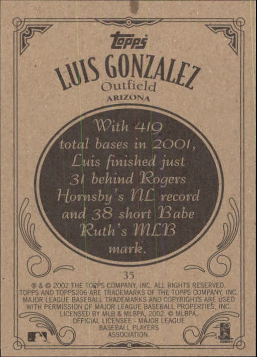 2002 Topps 206 #35 Luis Gonzalez back image