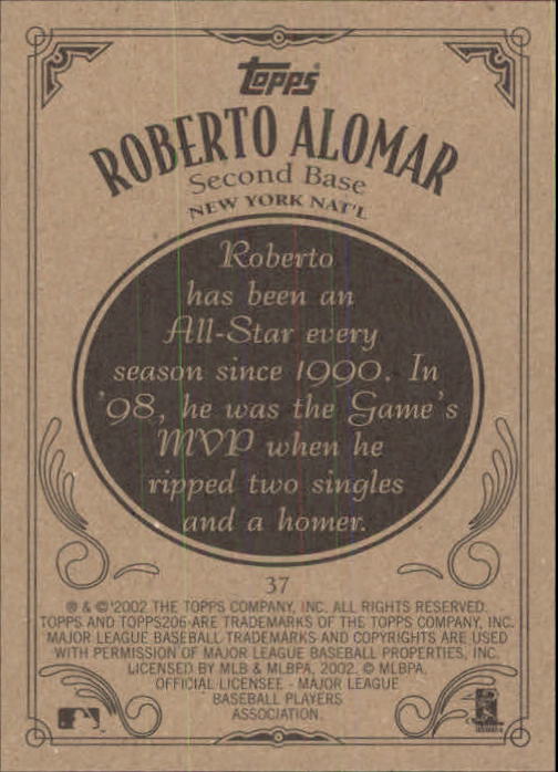 2002 Topps 206 #37 Roberto Alomar back image