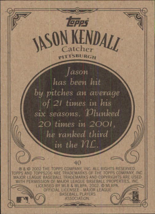 2002 Topps 206 #40 Jason Kendall back image