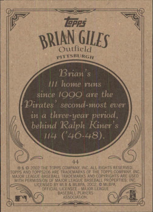 2002 Topps 206 #44 Brian Giles back image