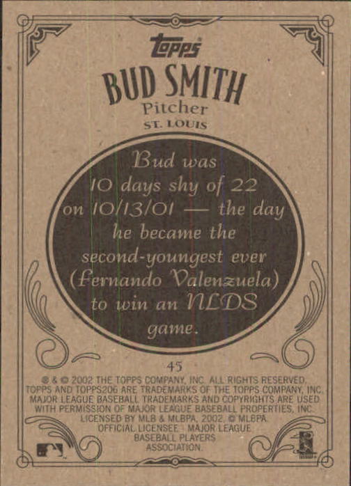 2002 Topps 206 #45 Bud Smith back image
