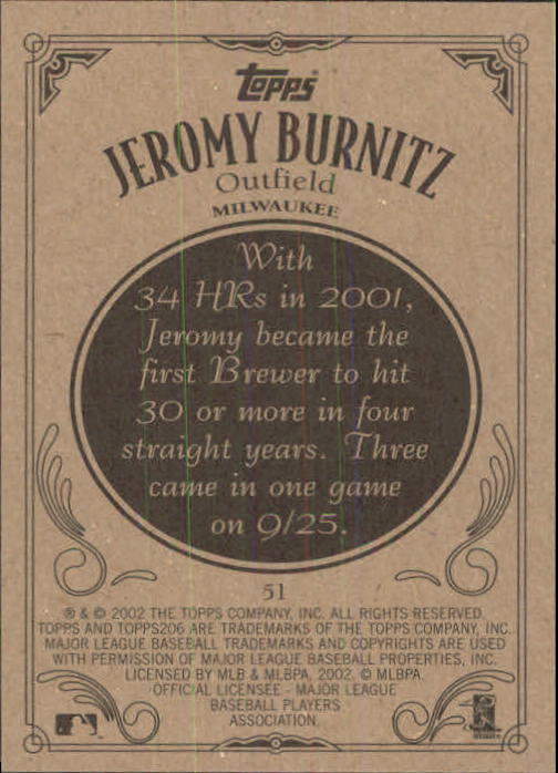 2002 Topps 206 #51 Jeromy Burnitz back image