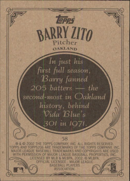2002 Topps 206 #58 Barry Zito back image