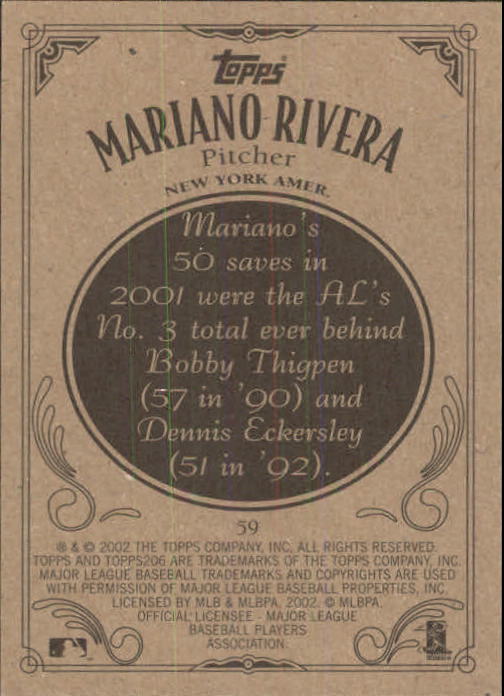2002 Topps 206 #59 Mariano Rivera back image
