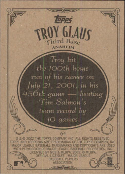 2002 Topps 206 #64 Troy Glaus back image