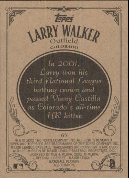 2002 Topps 206 #65 Larry Walker back image