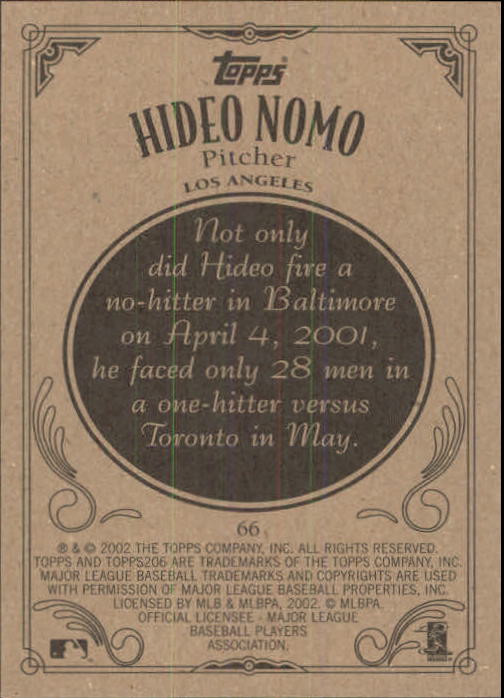 2002 Topps 206 #66 Hideo Nomo back image