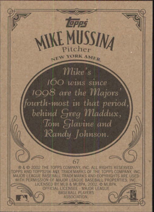 2002 Topps 206 #67 Mike Mussina back image