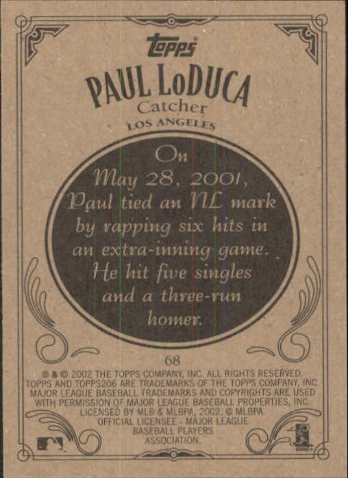 2002 Topps 206 #68 Paul LoDuca back image