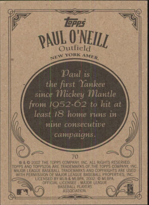 2002 Topps 206 #70 Paul O'Neill back image