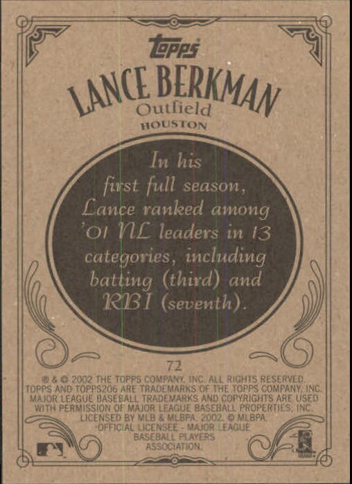 2002 Topps 206 #72 Lance Berkman back image