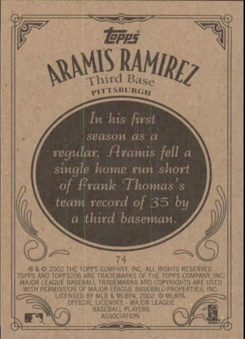 2002 Topps 206 #74 Aramis Ramirez back image