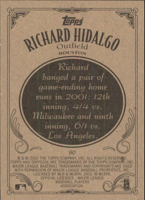 2002 Topps 206 #80 Richard Hidalgo back image