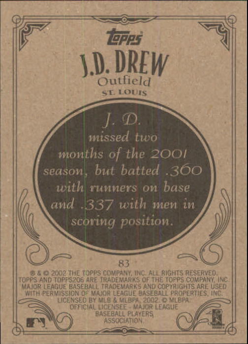 2002 Topps 206 #83 J.D. Drew back image