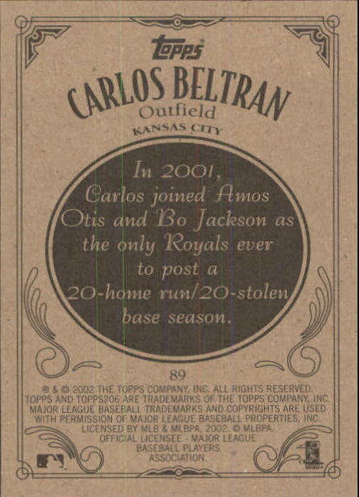 2002 Topps 206 #89 Carlos Beltran back image