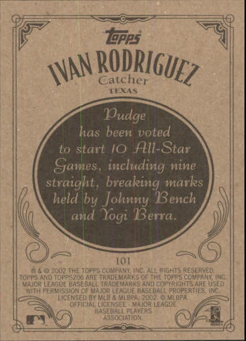 2002 Topps 206 #101 Ivan Rodriguez back image