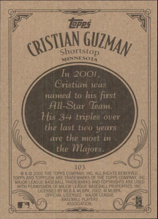 2002 Topps 206 #103 Cristian Guzman back image