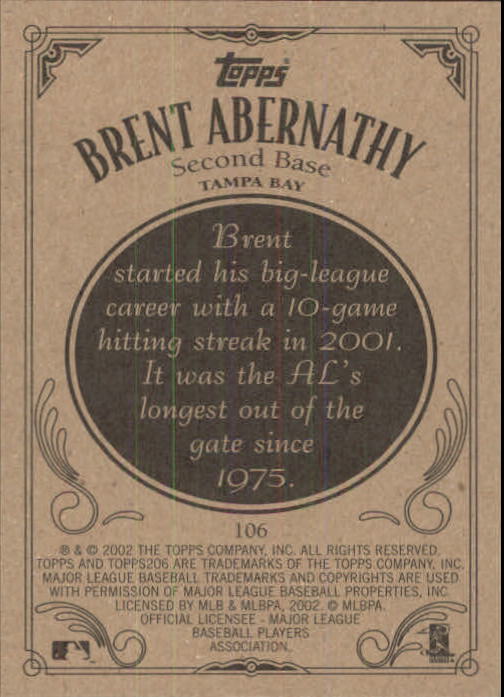 2002 Topps 206 #106 Brent Abernathy back image