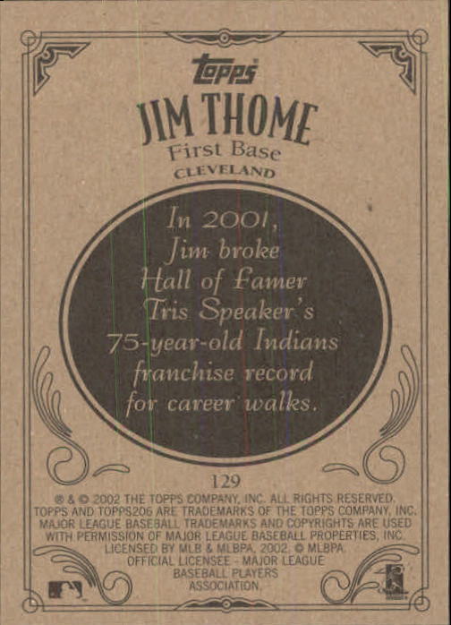 2002 Topps 206 #129 Jim Thome back image