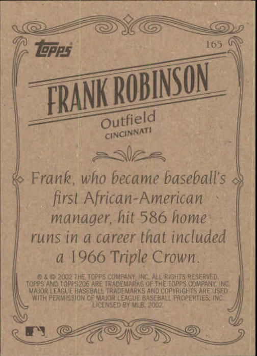 2002 Topps 206 #165 Frank Robinson RET back image
