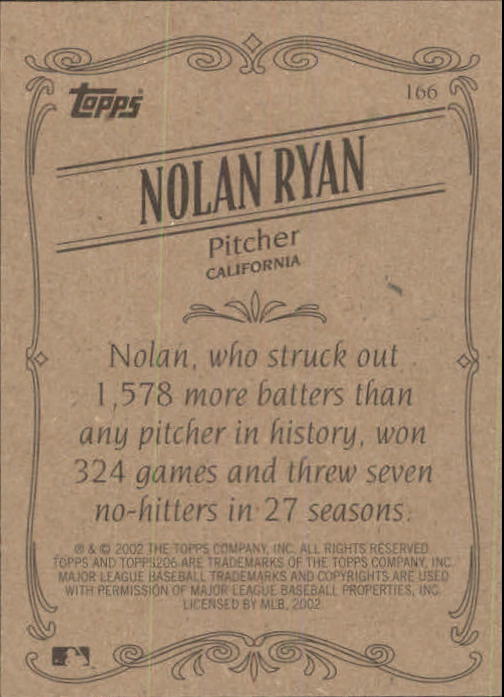 2002 Topps 206 #166 Nolan Ryan RET back image