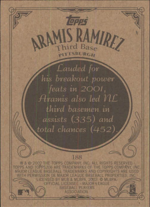 2002 Topps 206 #188A Aramis Ramirez w/Bat back image