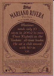 2002 Topps 206 #215B Mariano Rivera Holding Ball back image