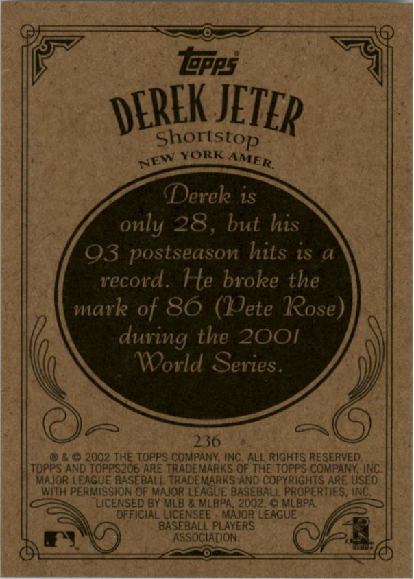 2002 Topps 206 #236C Derek Jeter Kneeling back image