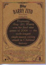 2002 Topps 206 #244B Barry Zito White Jsy back image
