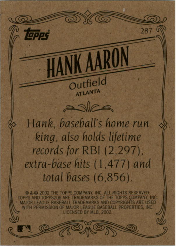 2002 Topps 206 #287B Hank Aaron Blue Jsy RET back image