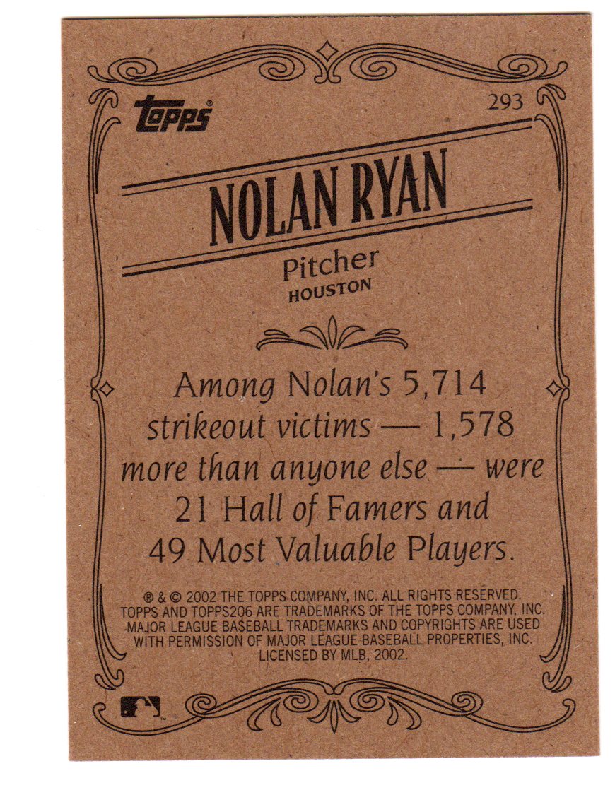 2002 Topps 206 #293A Nolan Ryan Astros RET back image
