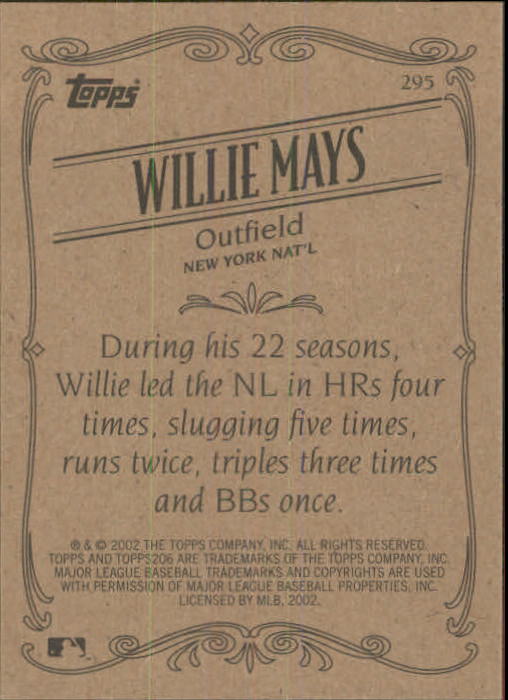 2002 Topps 206 #295 Willie Mays RET