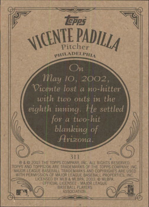 2002 Topps 206 #311 Vicente Padilla back image
