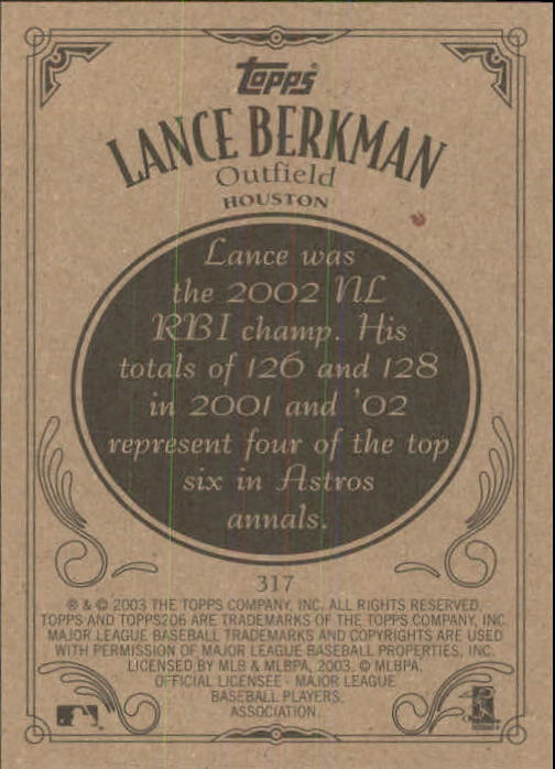 2002 Topps 206 #317 Lance Berkman back image