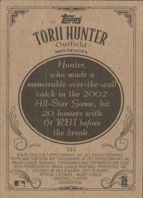2002 Topps 206 #333 Torii Hunter back image