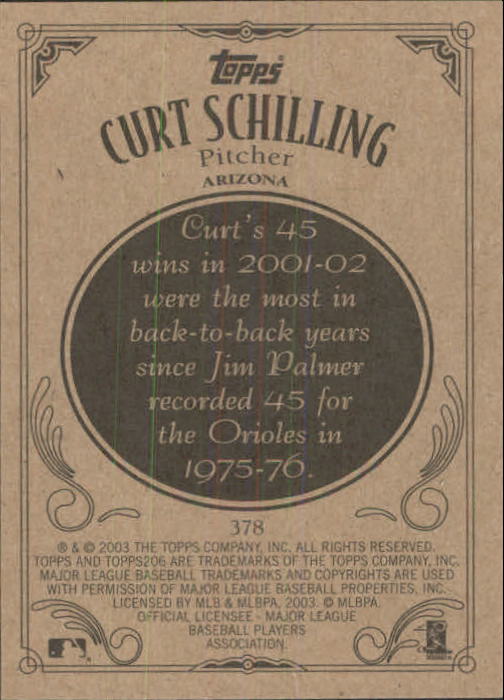 2002 Topps 206 #378 Curt Schilling back image