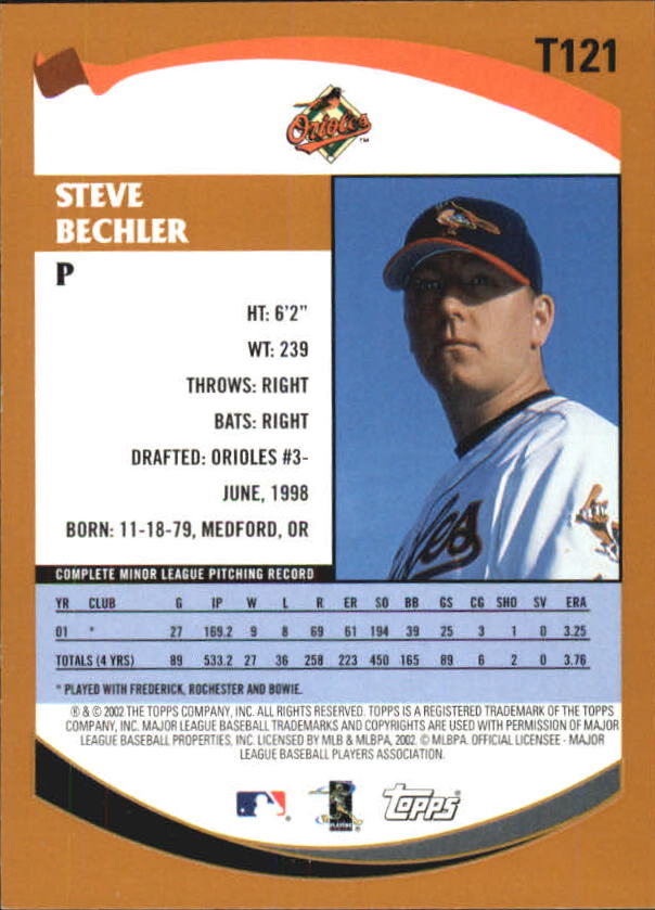 2002 Topps Traded #T121 Steve Bechler RC back image
