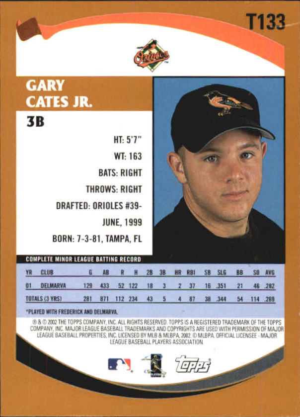 2002 Topps Traded #T133 Gary Cates Jr. RC back image