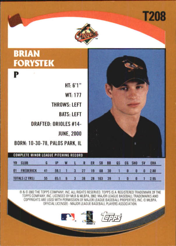2002 Topps Traded #T208 Brian Forystek RC back image