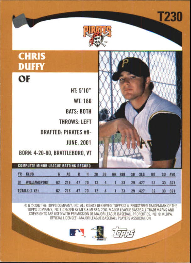 2002 Topps Traded #T230 Chris Duffy RC back image