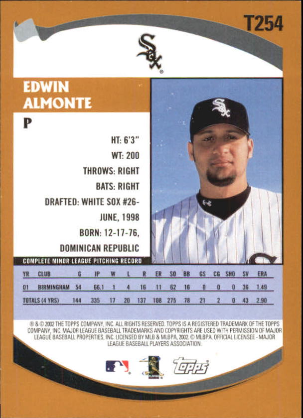 2002 Topps Traded #T254 Edwin Almonte RC back image