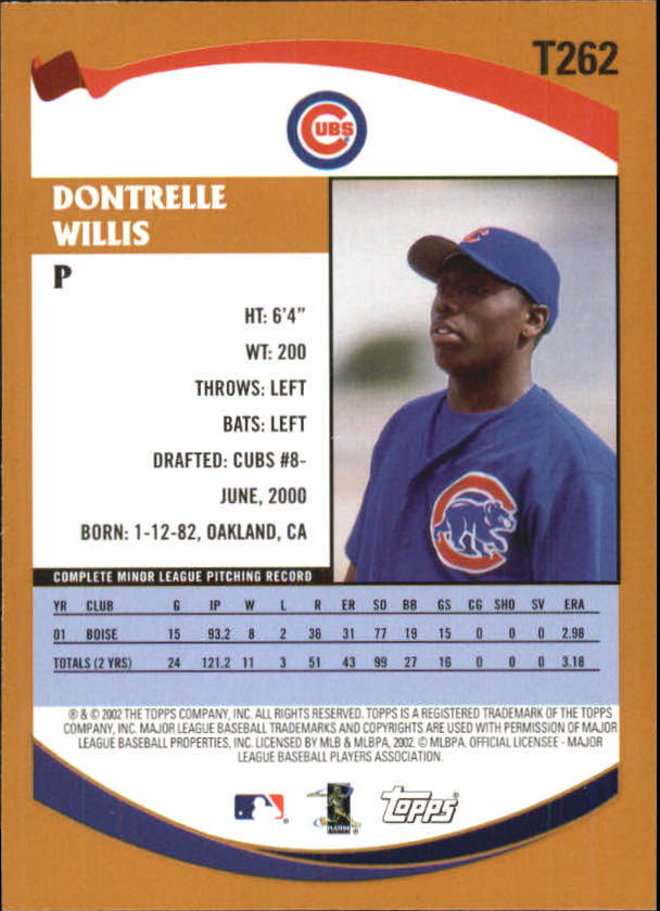 2002 Topps Traded #T262 Dontrelle Willis RC back image