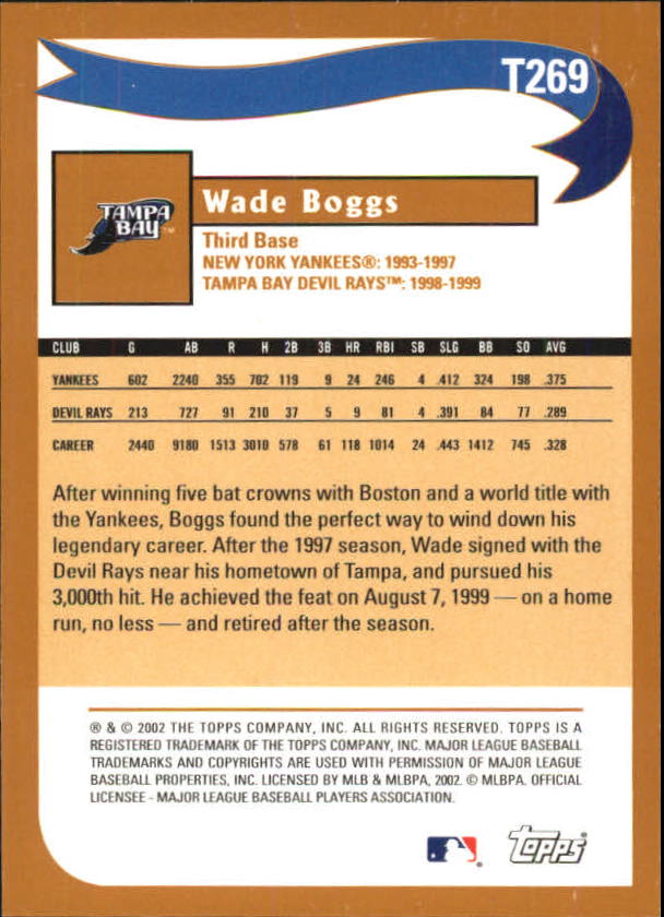 Wade Boggs cards (1989-2024) Red Sox Yankees Rays - You Choose