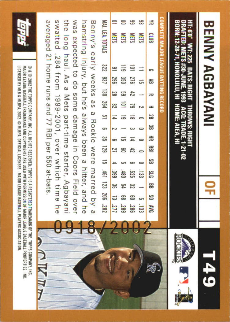 B2118- 2002 Topps Traded Gold BB # S 1-275 Parallels -du Pick- 15 + Gratis US - Bild 3 von 157