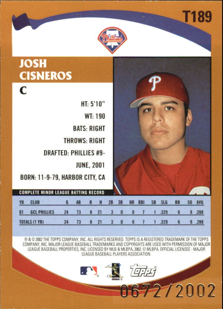 B2118- 2002 Topps Traded Gold BB # S 1-275 Parallels -du Pick- 15 + Gratis US - Bild 69 von 157