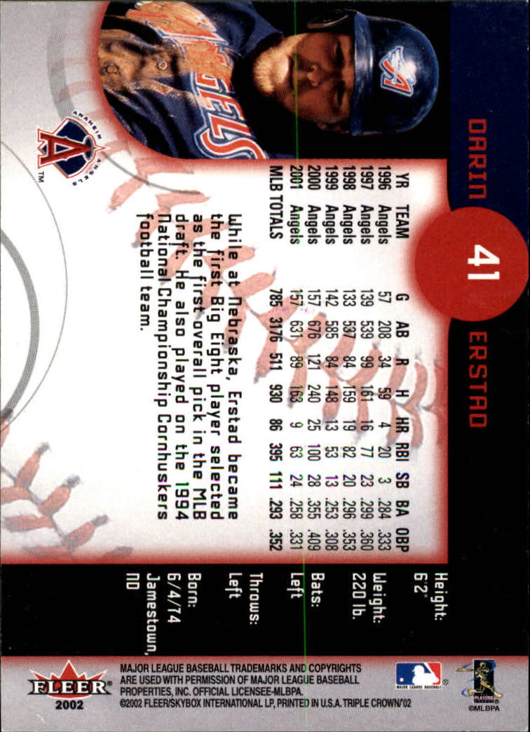 2002 Fleer Triple Crown #41 Darin Erstad back image