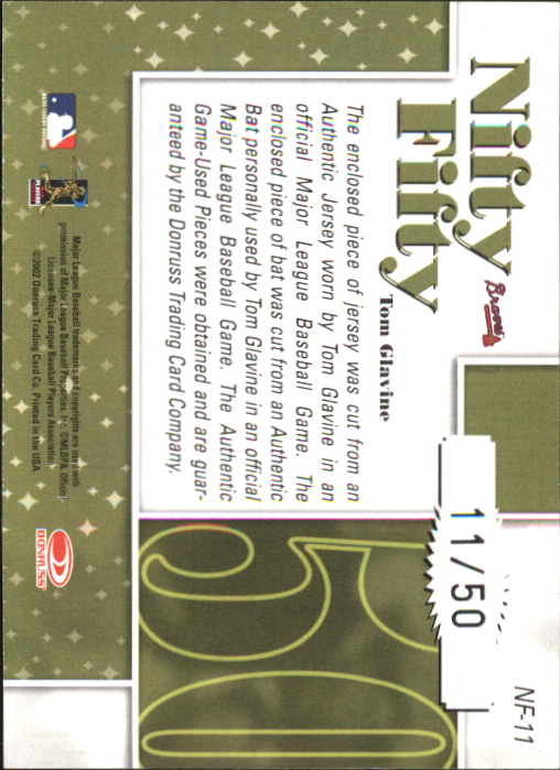 2002 Donruss Originals Nifty Fifty Combos #11 Tom Glavine back image