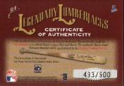2002 Donruss Classics Legendary Lumberjacks #8 Bo Jackson/500 back image