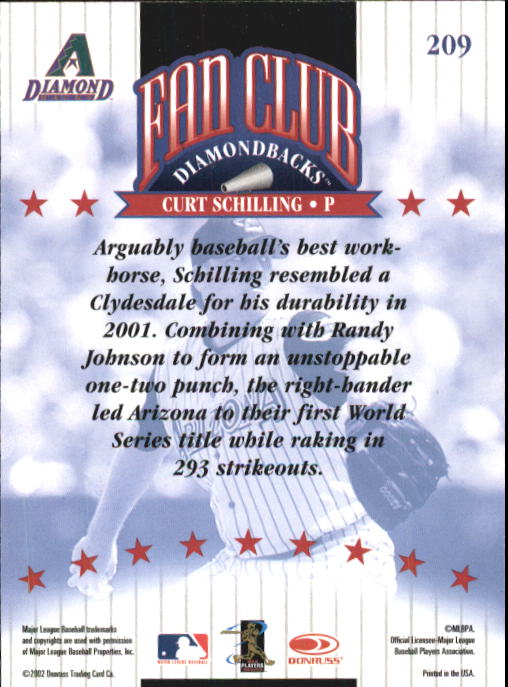 2002 Donruss #209 Curt Schilling FC back image